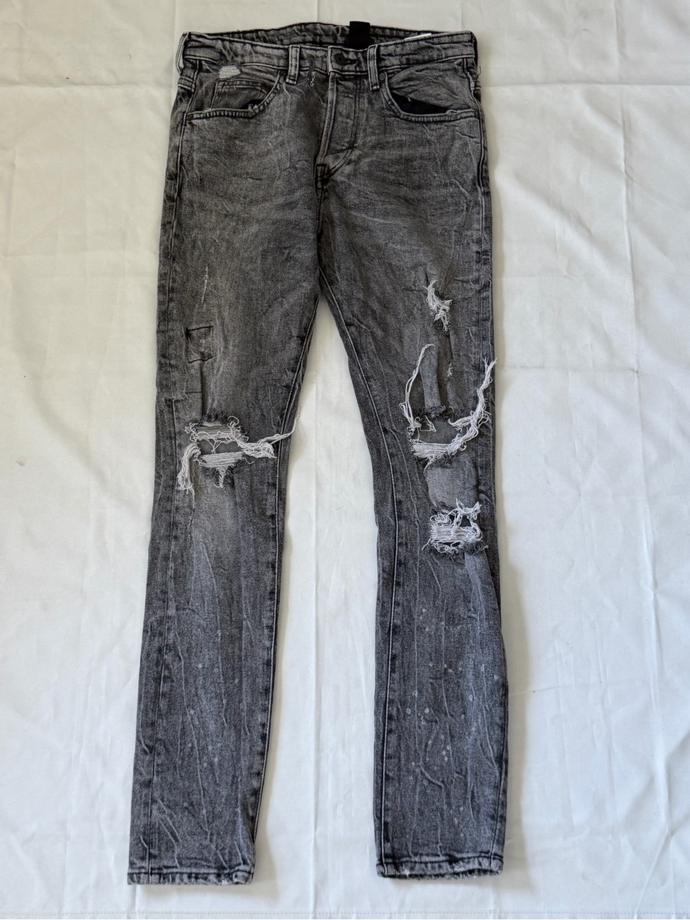 H&M Men's Gray Distressed Skinny Jeans